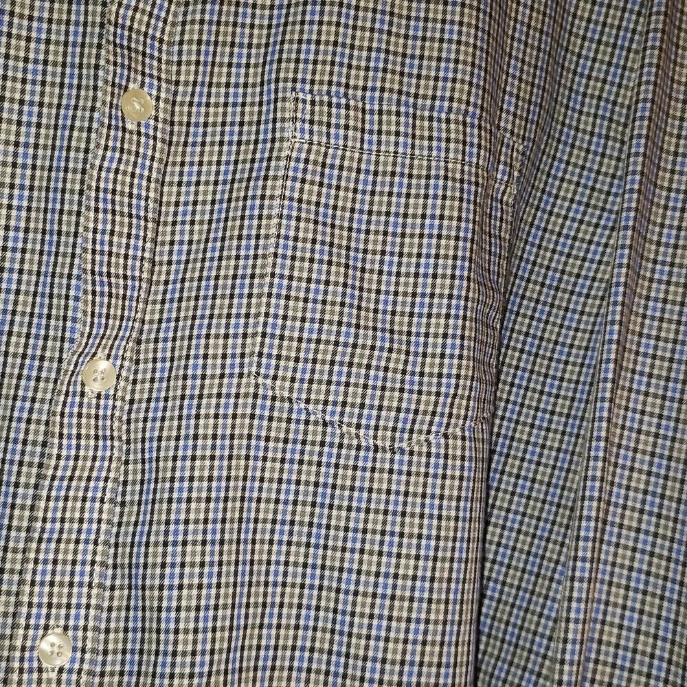 Very Nice Van Heusen Blue Brown Button- Down Dress Shirt Sz L (16-16.5) - Picture 2 of 6